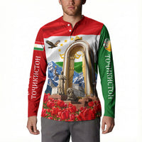 Tajikistan National Pride Button Sweatshirt Ismoil Somoni Monument Marco Polo Sheep Flag