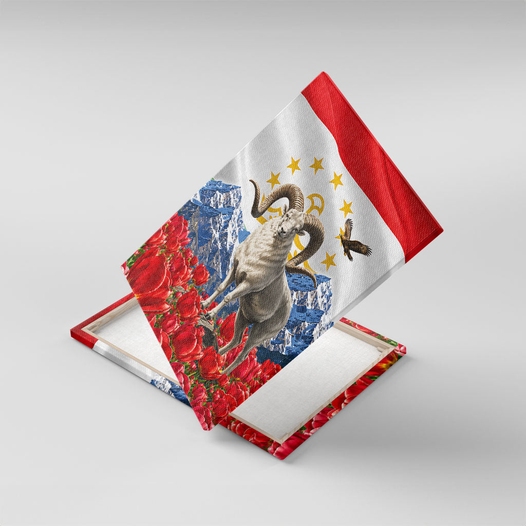 Tajikistan National Pride Canvas Wall Art Ismoil Somoni Monument Marco Polo Sheep Flag