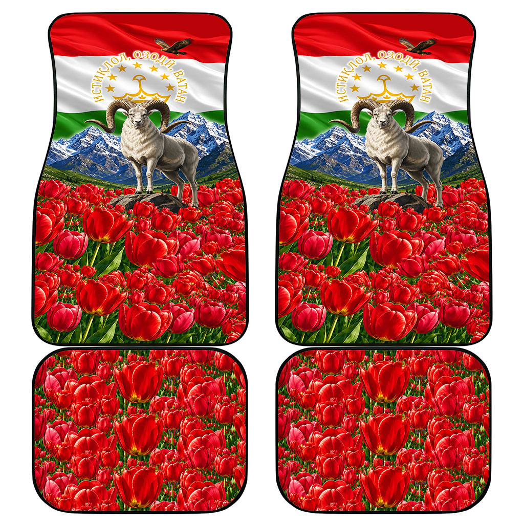 Tajikistan National Pride Car Mats Ismoil Somoni Monument Marco Polo Sheep Flag