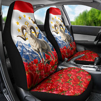 Tajikistan National Pride Car Seat Cover Ismoil Somoni Monument Marco Polo Sheep Flag