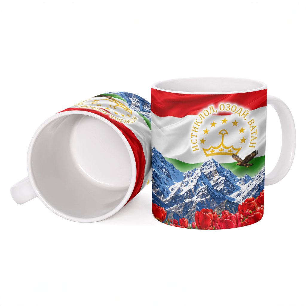 Tajikistan National Pride Ceramic Mug Ismoil Somoni Monument Marco Polo Sheep Flag