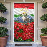 Tajikistan National Pride Door Cover Ismoil Somoni Monument Marco Polo Sheep Flag
