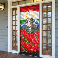 Tajikistan National Pride Door Cover Ismoil Somoni Monument Marco Polo Sheep Flag