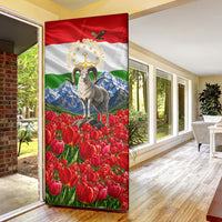 Tajikistan National Pride Door Cover Ismoil Somoni Monument Marco Polo Sheep Flag
