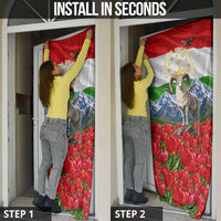 Tajikistan National Pride Door Cover Ismoil Somoni Monument Marco Polo Sheep Flag
