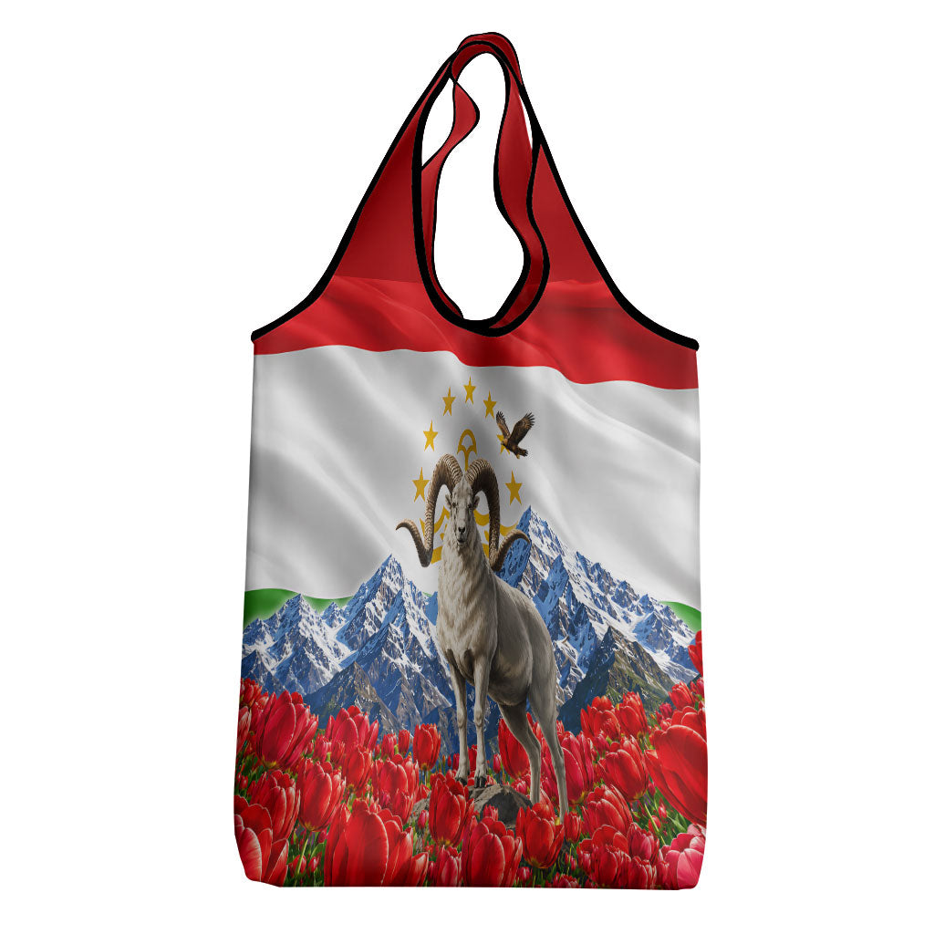 Tajikistan National Pride Grocery Bag Ismoil Somoni Monument Marco Polo Sheep Flag