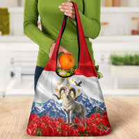 Tajikistan National Pride Grocery Bag Ismoil Somoni Monument Marco Polo Sheep Flag