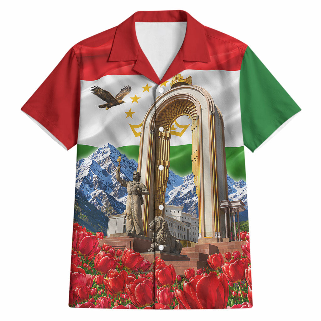 Tajikistan National Pride Hawaiian Shirt Ismoil Somoni Monument Marco Polo Sheep Flag