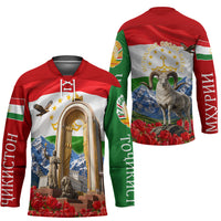 Tajikistan National Pride Hockey Jersey Ismoil Somoni Monument Marco Polo Sheep Flag