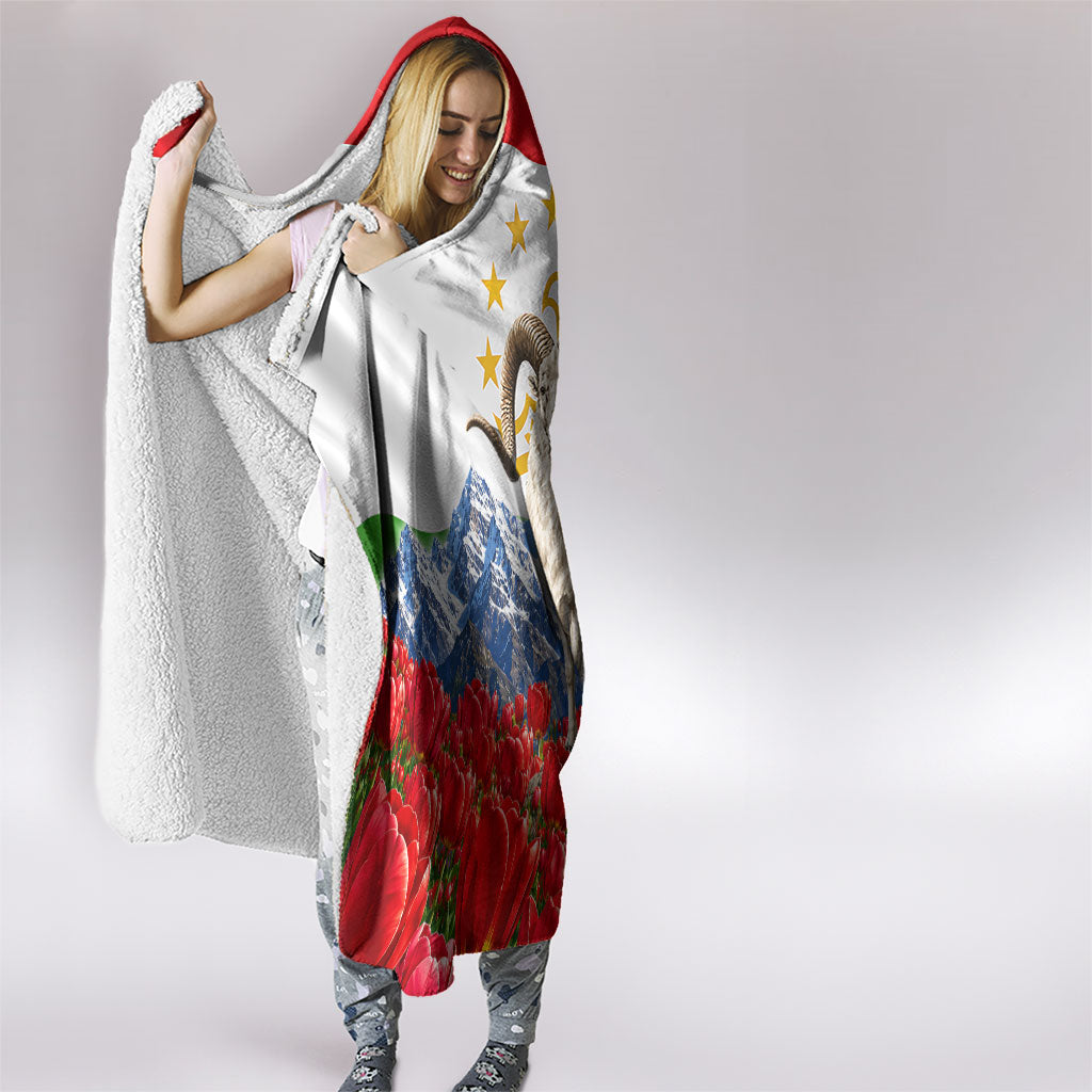 Tajikistan National Pride Hooded Blanket Ismoil Somoni Monument Marco Polo Sheep Flag
