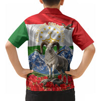 Tajikistan National Pride Kid Hawaiian Shirt Ismoil Somoni Monument Marco Polo Sheep Flag