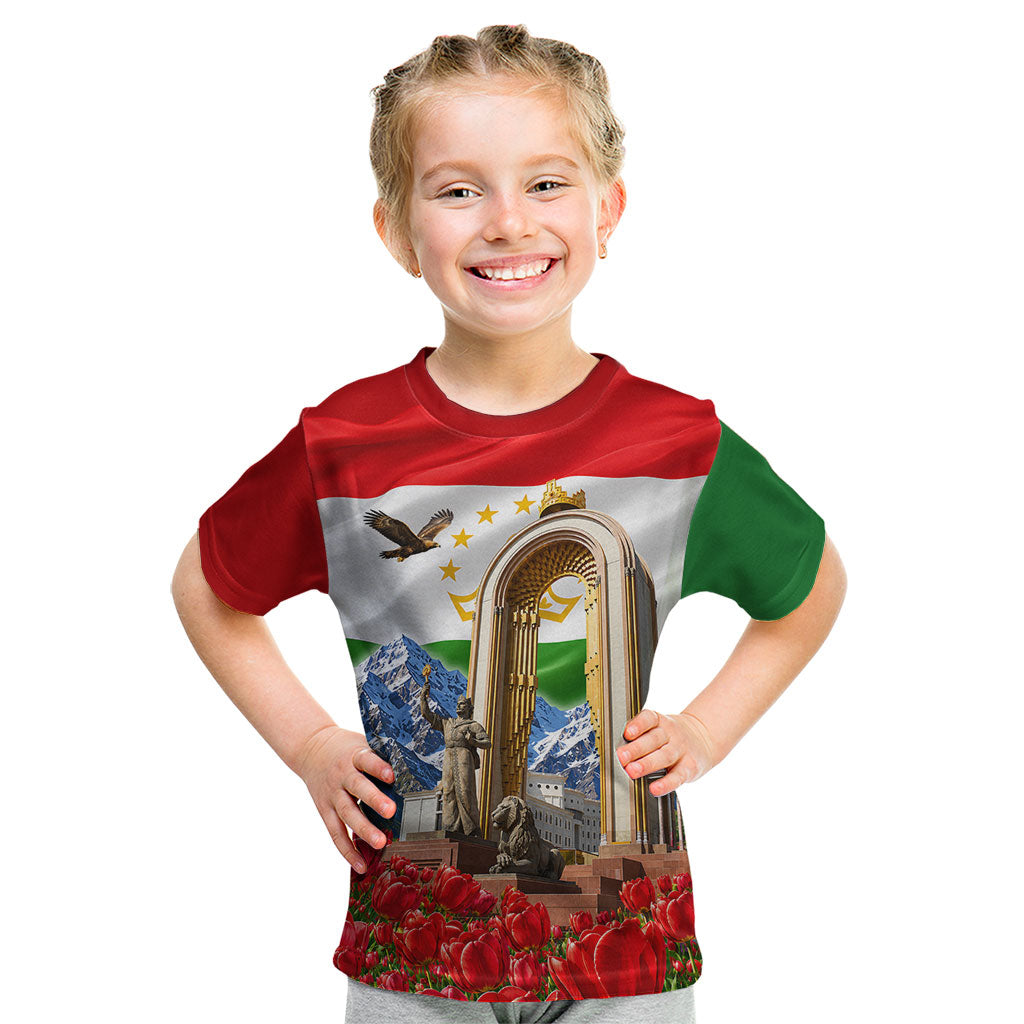 Tajikistan National Pride Kid T Shirt Ismoil Somoni Monument Marco Polo Sheep Flag