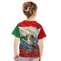 Tajikistan National Pride Kid T Shirt Ismoil Somoni Monument Marco Polo Sheep Flag