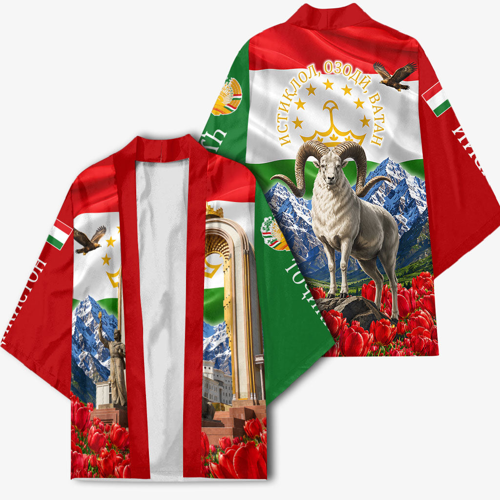 Tajikistan National Pride Kimono Ismoil Somoni Monument Marco Polo Sheep Flag