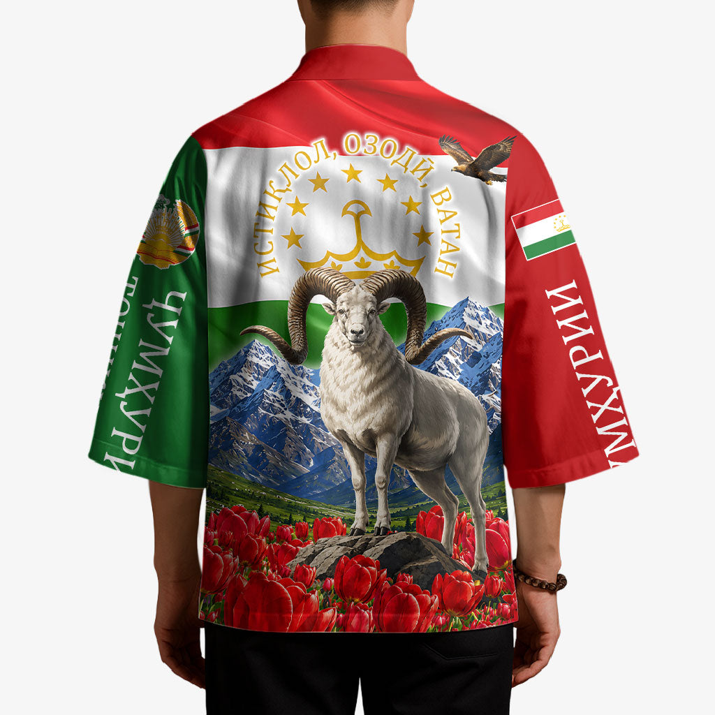 Tajikistan National Pride Kimono Ismoil Somoni Monument Marco Polo Sheep Flag