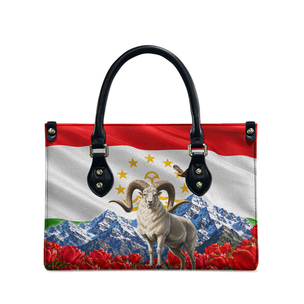 Tajikistan National Pride Leather Bag Ismoil Somoni Monument Marco Polo Sheep Flag