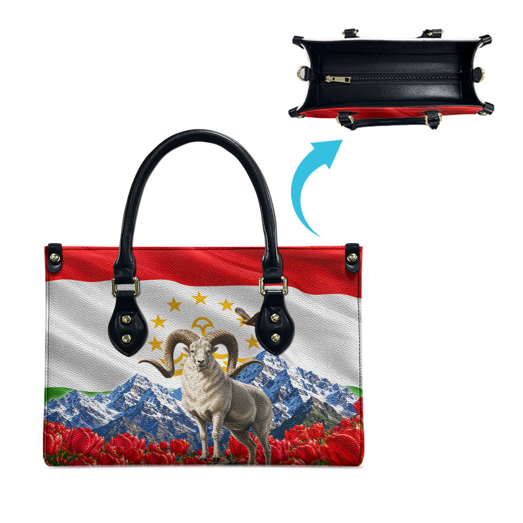 Tajikistan National Pride Leather Bag Ismoil Somoni Monument Marco Polo Sheep Flag