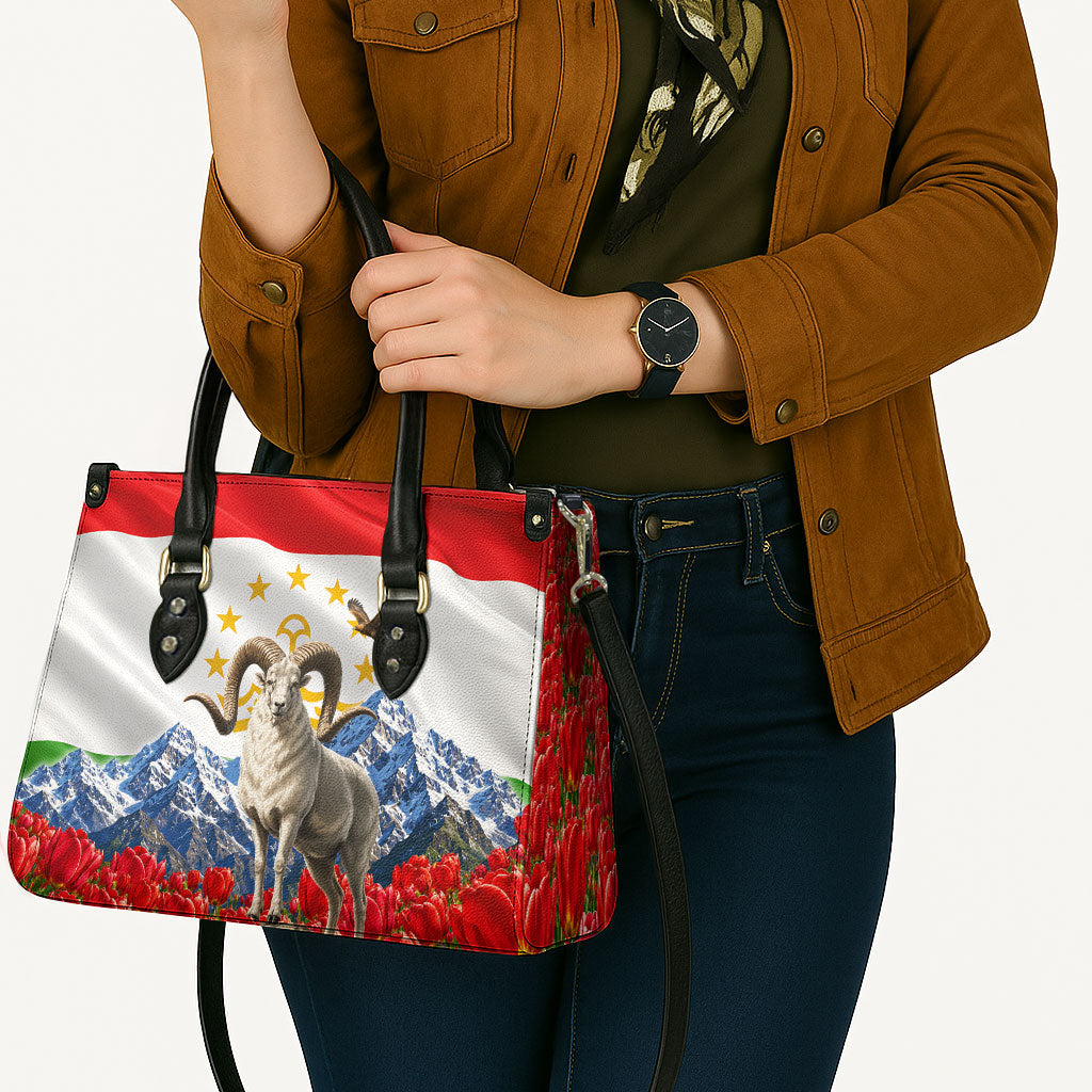 Tajikistan National Pride Leather Bag Ismoil Somoni Monument Marco Polo Sheep Flag