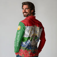 Tajikistan National Pride Long Sleeve Polo Shirt Ismoil Somoni Monument Marco Polo Sheep Flag