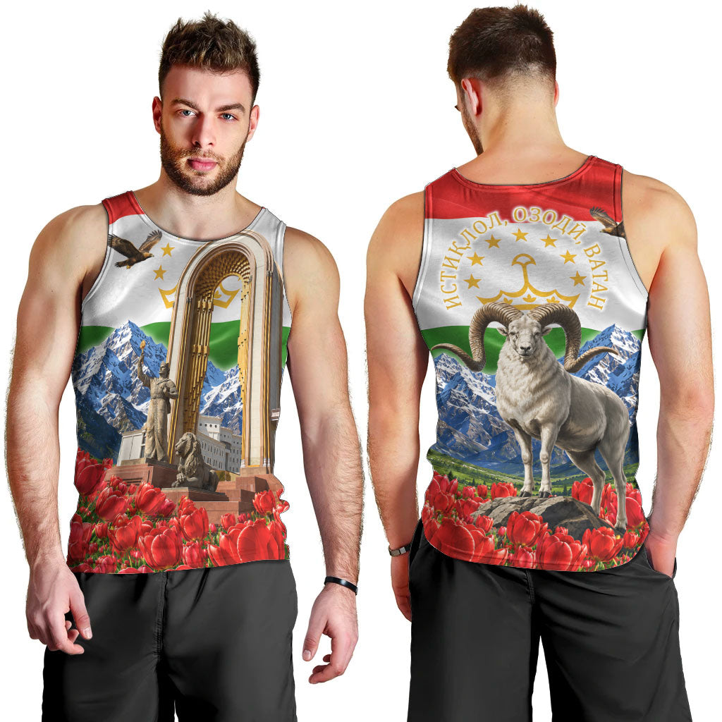 Tajikistan National Pride Men Tank Top Ismoil Somoni Monument Marco Polo Sheep Flag