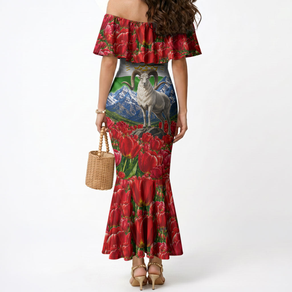 Tajikistan National Pride Mermaid Dress Ismoil Somoni Monument Marco Polo Sheep Flag