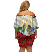 Tajikistan National Pride Off Shoulder Short Dress Ismoil Somoni Monument Marco Polo Sheep Flag