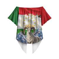Tajikistan National Pride Off Shoulder Wrap Waist Top Ismoil Somoni Monument Marco Polo Sheep Flag