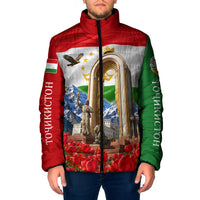 Tajikistan National Pride Padded Jacket Ismoil Somoni Monument Marco Polo Sheep Flag