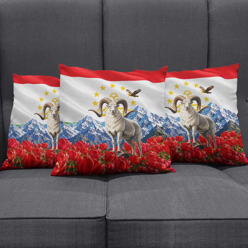 Tajikistan National Pride Pillow Cover Ismoil Somoni Monument Marco Polo Sheep Flag