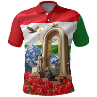 Tajikistan National Pride Polo Shirt Ismoil Somoni Monument Marco Polo Sheep Flag