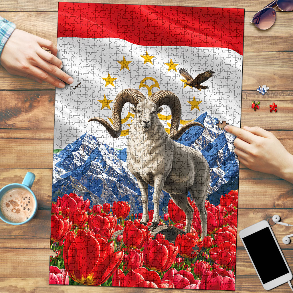 Tajikistan National Pride Puzzle Ismoil Somoni Monument Marco Polo Sheep Flag