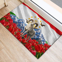 Tajikistan National Pride Rubber Doormat Ismoil Somoni Monument Marco Polo Sheep Flag