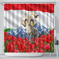 Tajikistan National Pride Shower Curtain Ismoil Somoni Monument Marco Polo Sheep Flag