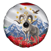 Tajikistan National Pride Spare Tire Cover Ismoil Somoni Monument Marco Polo Sheep Flag