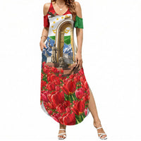 Tajikistan National Pride Summer Maxi Dress Ismoil Somoni Monument Marco Polo Sheep Flag