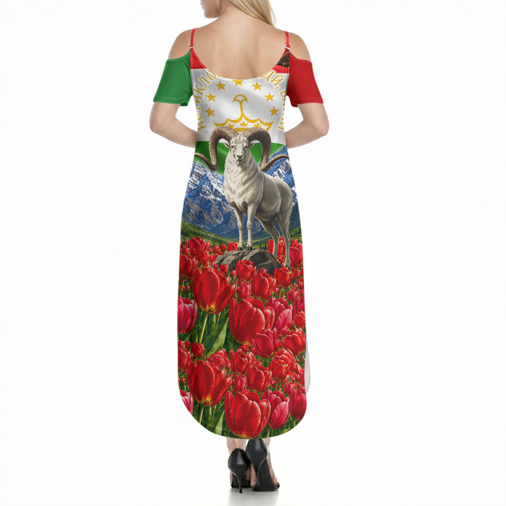 Tajikistan National Pride Summer Maxi Dress Ismoil Somoni Monument Marco Polo Sheep Flag