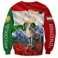 Tajikistan National Pride Sweatshirt Ismoil Somoni Monument Marco Polo Sheep Flag