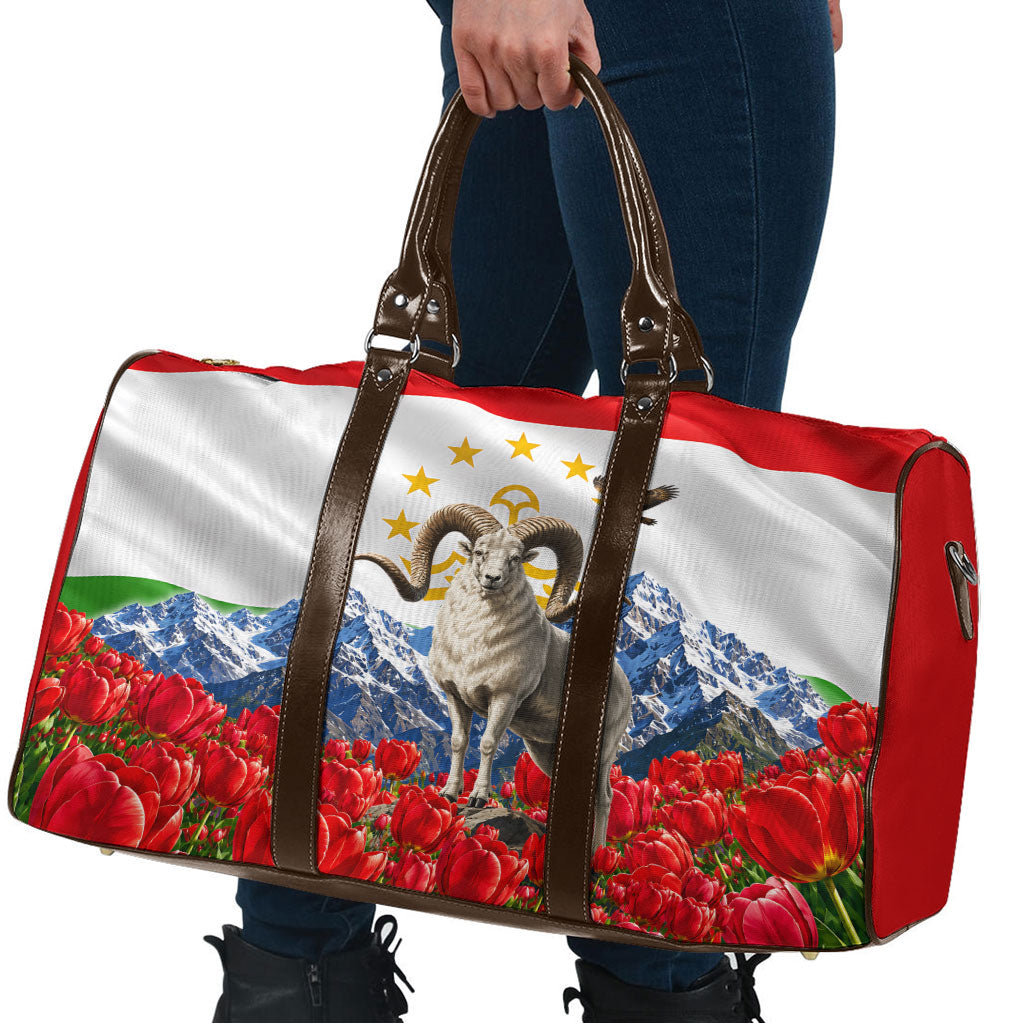 Tajikistan National Pride Travel Bag Ismoil Somoni Monument Marco Polo Sheep Flag