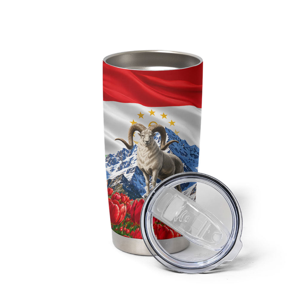 Tajikistan National Pride Tumbler Cup Ismoil Somoni Monument Marco Polo Sheep Flag