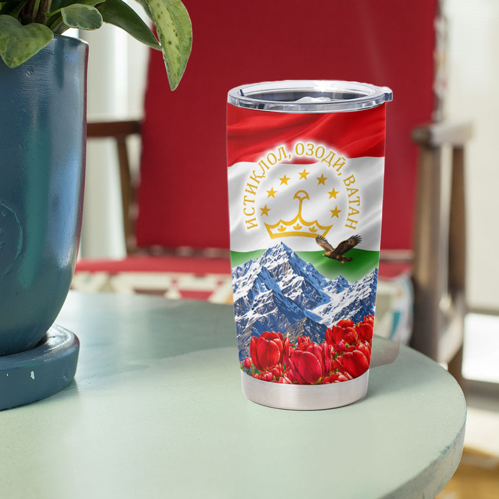 Tajikistan National Pride Tumbler Cup Ismoil Somoni Monument Marco Polo Sheep Flag