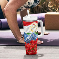 Tajikistan National Pride Tumbler With Handle Ismoil Somoni Monument Marco Polo Sheep Flag