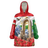 Tajikistan National Pride Wearable Blanket Hoodie Ismoil Somoni Monument Marco Polo Sheep Flag