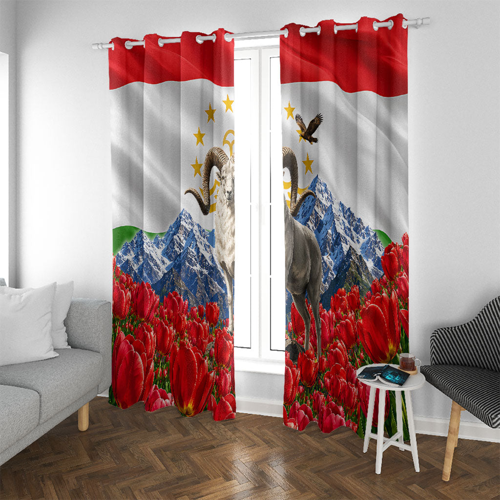 Tajikistan National Pride Window Curtain Ismoil Somoni Monument Marco Polo Sheep Flag