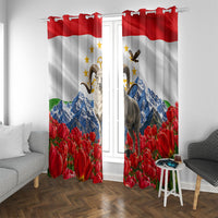 Tajikistan National Pride Window Curtain Ismoil Somoni Monument Marco Polo Sheep Flag