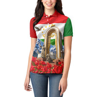 Tajikistan National Pride Women Polo Shirt Ismoil Somoni Monument Marco Polo Sheep Flag