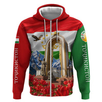 Tajikistan National Pride Zip Hoodie Ismoil Somoni Monument Marco Polo Sheep Flag