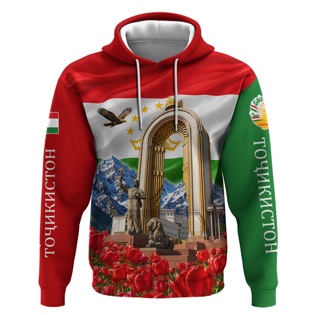 Tajikistan National Pride Zip Hoodie Ismoil Somoni Monument Marco Polo Sheep Flag