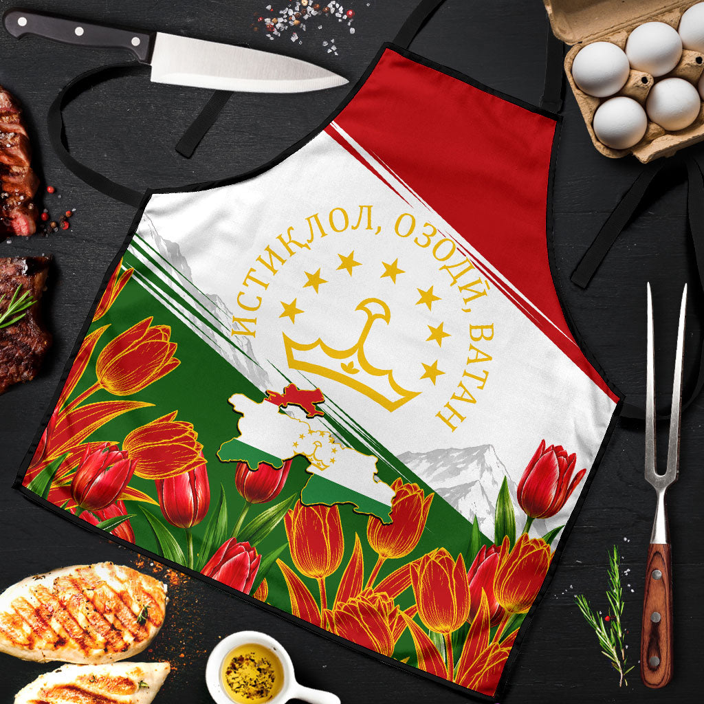 Tajikistan Independence Day Apron Ismoil Somoni Monument Flag Map Red Tulips