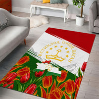 Tajikistan Independence Day Area Rug Ismoil Somoni Monument Flag Map Red Tulips