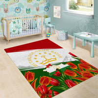 Tajikistan Independence Day Area Rug Ismoil Somoni Monument Flag Map Red Tulips